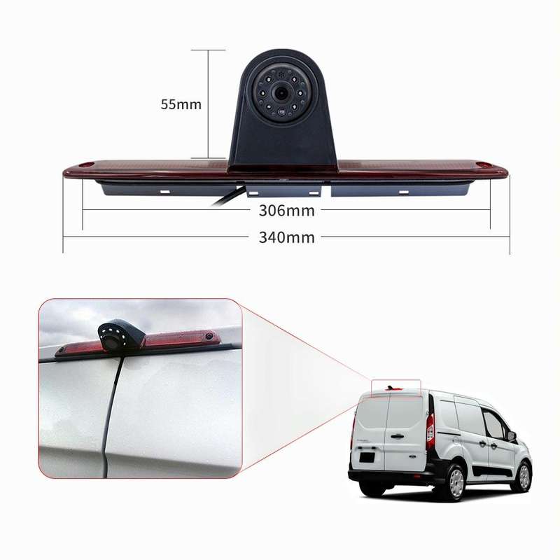PZ461 Car Waterproof High Position Tail Light Brake Light View Camera + 7 inch Rearview Monitor f...