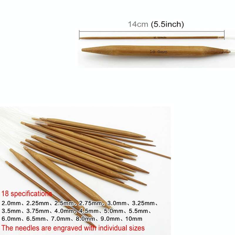 18 in 1 / Set Weaving Tools Sweater Needle Transparent Tube Carbonized Bamboo Annular Needle Swea...