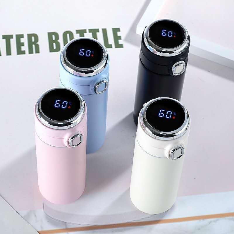 Smart Temperature Measurement Digital Display Stainless Steel Vacuum Flask Cup, Capacity:420ml(Pink)