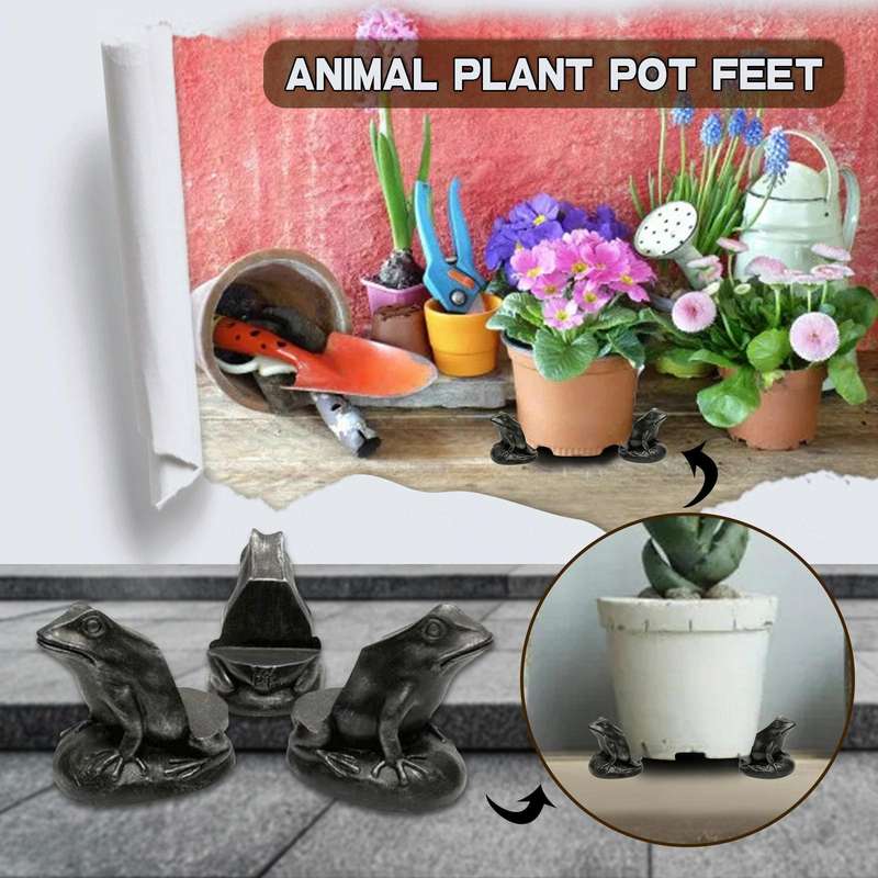 3pcs/set Flower Pot Feet Stand Animal Shape Resin Plant Pots Risers Pad(Rabbit)