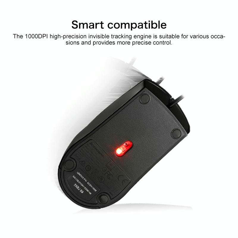 Lenovo M120 Pro Fashion Office Red Dot Wired Mouse (Black)