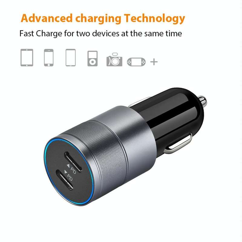 PD 40W Dual PD3.0 Type-C Car Charger(Black)