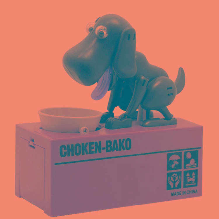 Creative Cartoon Edacious Puppy Automatic Money Eating Coin Saving Box, Gray Dog