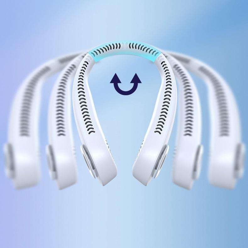 Four-Way Air Outlet Quickly Cools Down Portable Hanging Neck USB Fan(White)