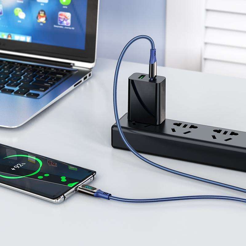 S51 100W Type-C / USB-C to Type-C / USB-C Digital Display Charging Data Cable, Length: 1.2m(Blue)