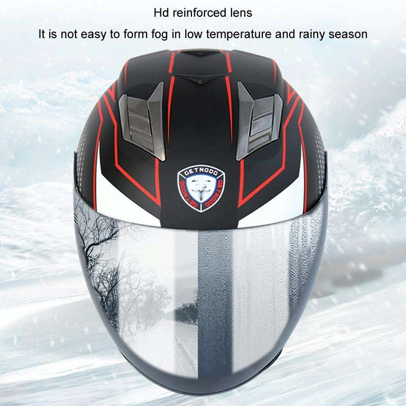 KUQIBAO Motorcycle Smart Bluetooth Sun Protection Double Lens Safety Helmet, Size: L(Glossy Black...