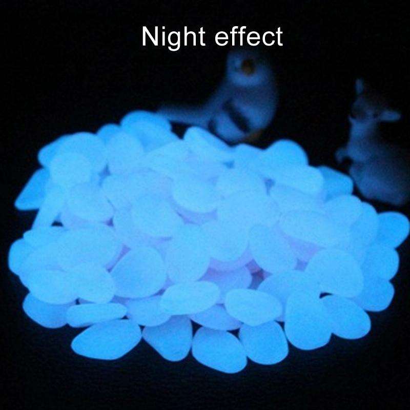 100 PCS Glow in The Dark Garden Pebbles for Walkways & Decoration and Plants Luminous Stones(Ligh...