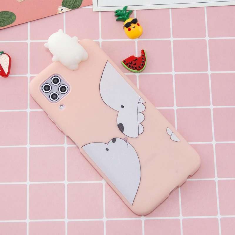 For Huawei P40 Lite Shockproof Colored Painted Lying Cartoon TPU Protective Case(Big White Bear)