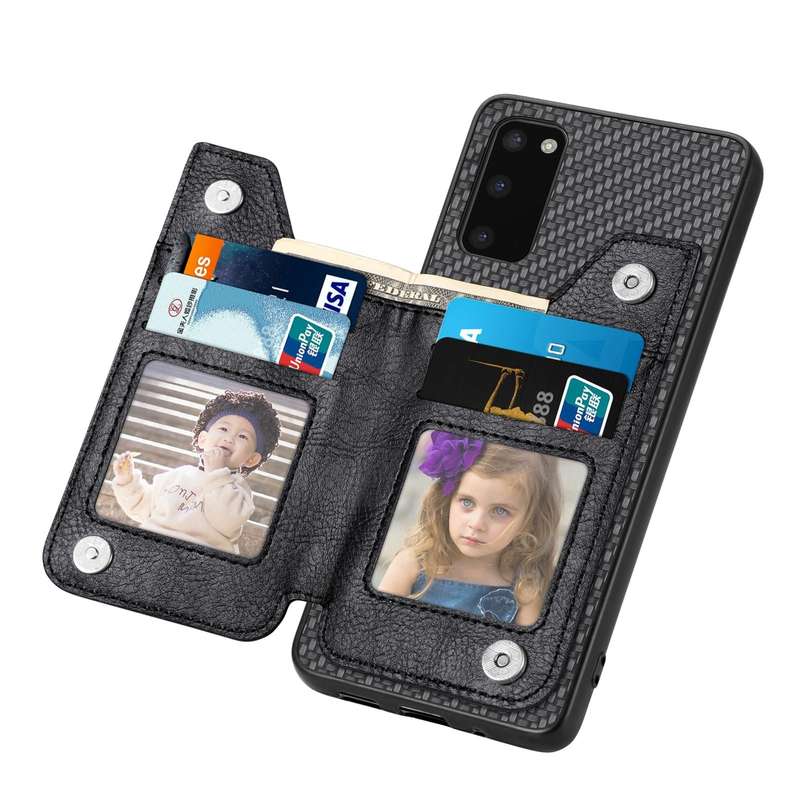 For Samsung Galaxy S20 Ultra Carbon Fiber Horizontal Flip Zipper Wallet Phone Case(Black)