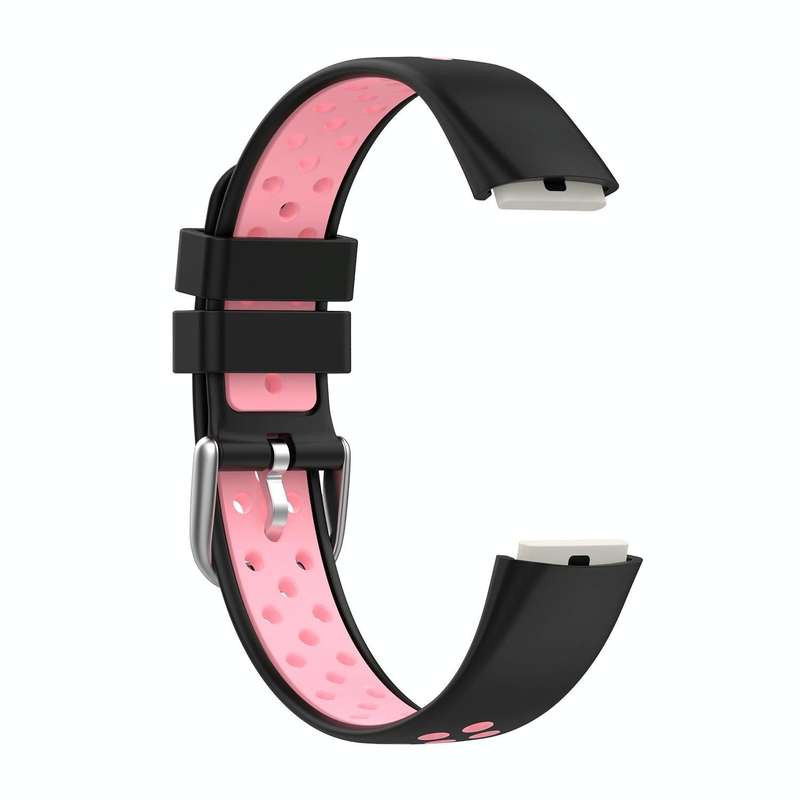 For Fitbit Luxe Two-color Silicone Watch Band(Black Pink)