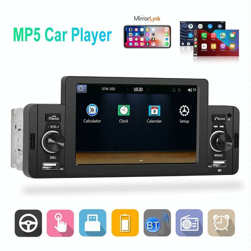 A3107 5 inches Car MP5 Wired CarPlay Universal Bluetooth Player With Microphone, Style: Standard+...