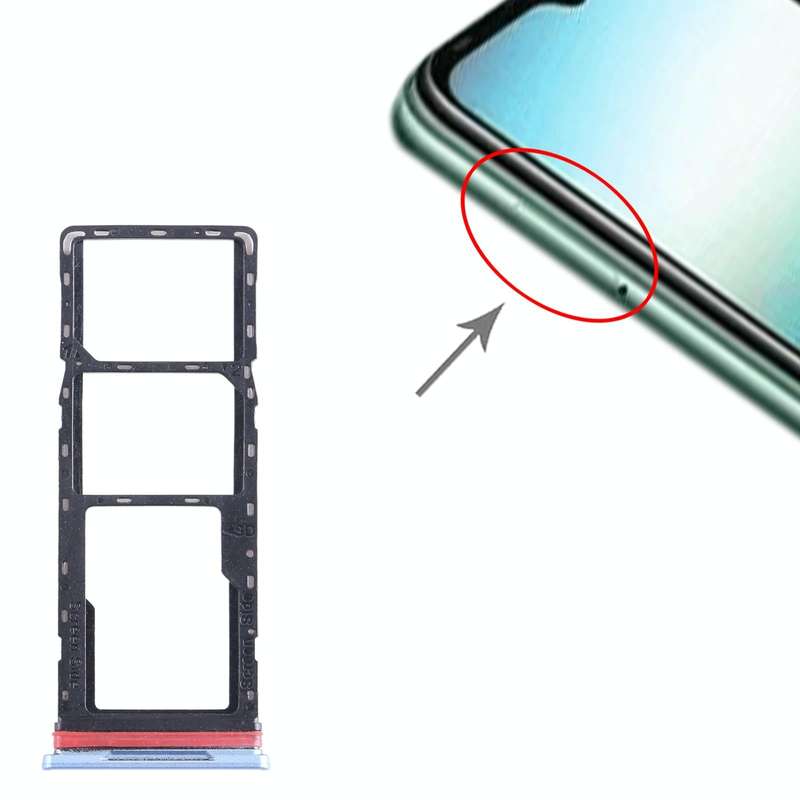 For Infinix Hot 12i X665B SIM Card Tray + SIM Card Tray + Micro SD Card Tray (Blue)