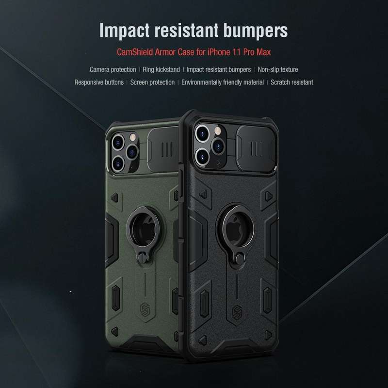 For iPhone 11 Pro Max NILLKIN Shockproof CamShield Armor Protective Case with Invisible Ring Hold...