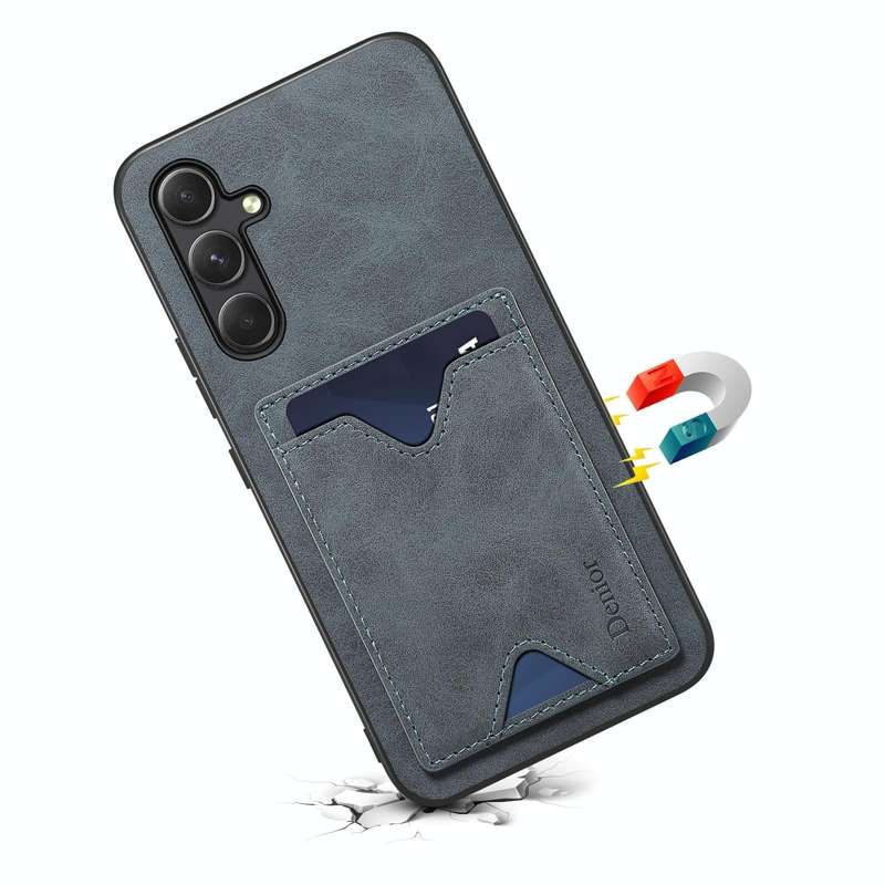 For Samsung Galaxy A24 5G Denior PU Back Cover Card Slot Holder Phone Case(Grey)