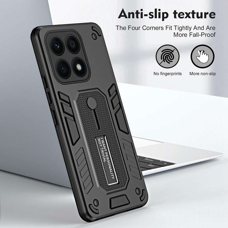 For Honor X8a 2023 Variety Brave Armor Finger Loop Holder Phone Case(Black)