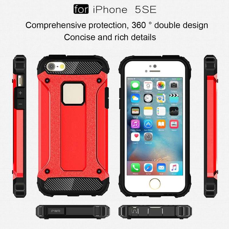 Tough Armor TPU + PC Combination Case for iPhone SE & 5 & 5s(Red)