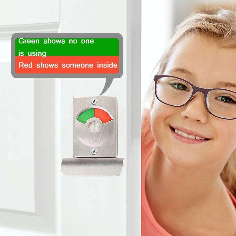 Toilet Red & Green Display Door Lock Public Toilet Stainless Steel Bolt Lock Indicating lock With...