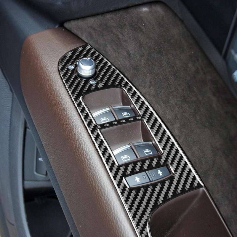 6 in 1 Car Carbon Fiber Window Glass Lifter Panel Decorative Sticker for Audi Q7 2008-2015, Right...