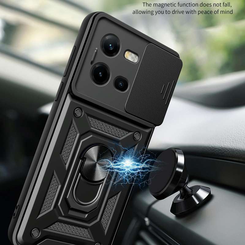For vivo V25 5G/V25e 4G/X80 Lite 5G Sliding Camera Cover Design TPU+PC Phone Case(Gold)