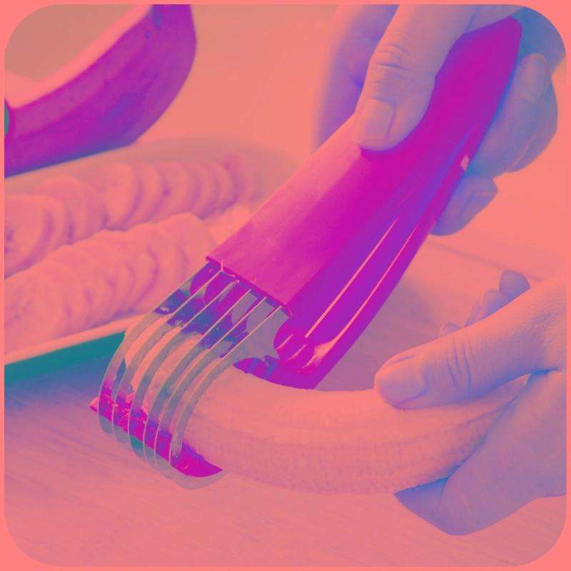 Kitchen Tool Banana Slicer Cutter Chopper for Fruit Salad(Yellow)