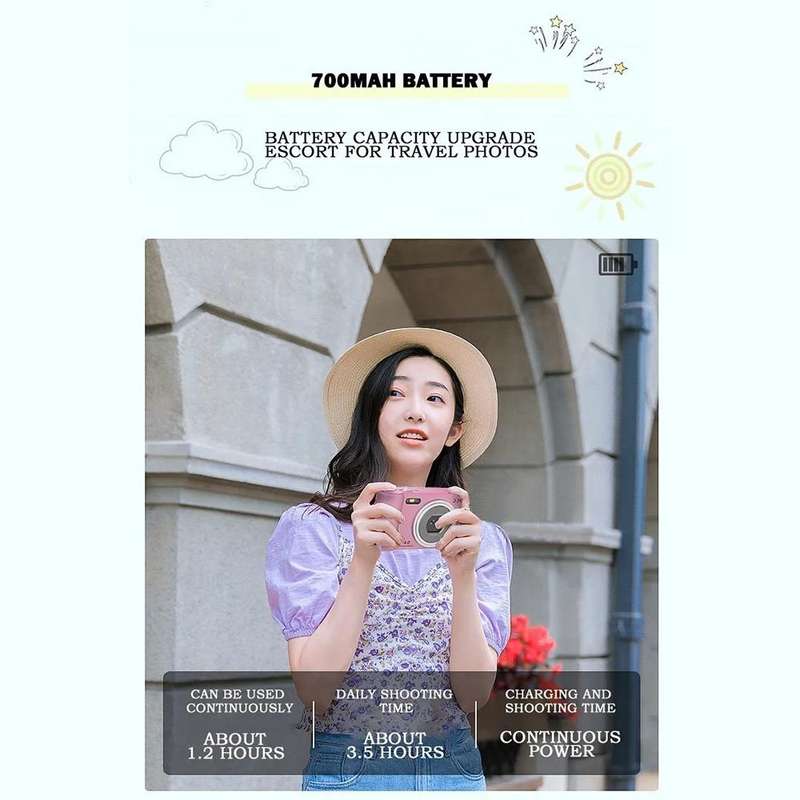 2.4-inch TFT Color Screen HD Digital Camera Portable Travel 8X Zoom Smart Camera(Silver Standard)