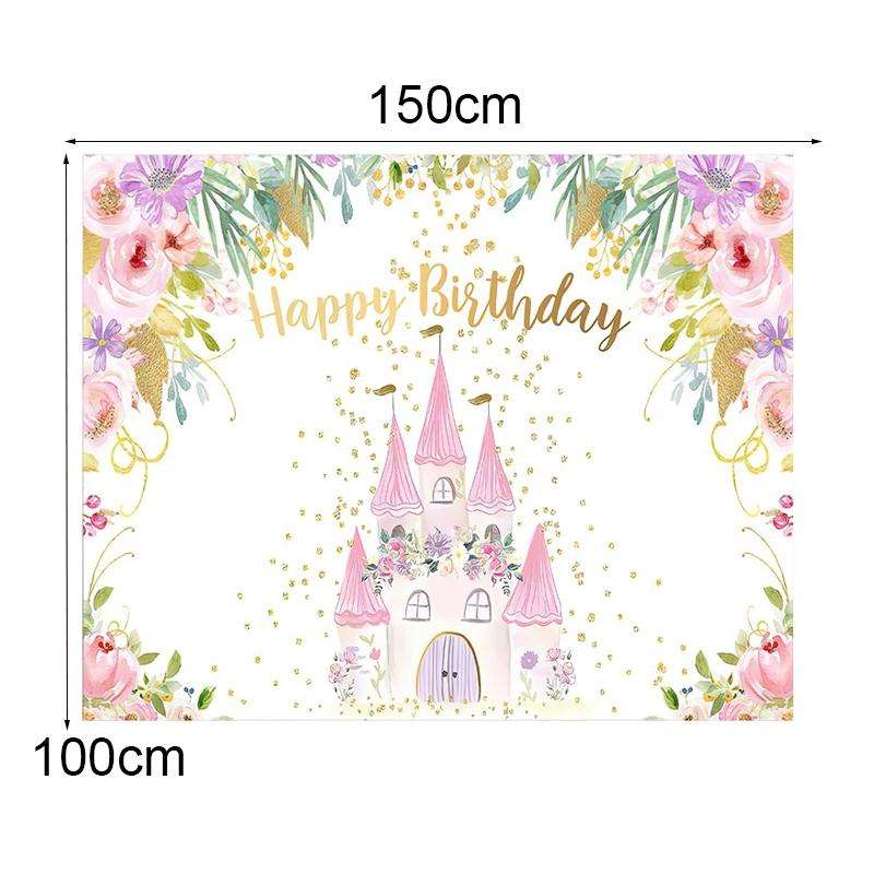 1.5m X 1m Cartoon Castle Photography Background Cloth Birthday Party Scene Decoration