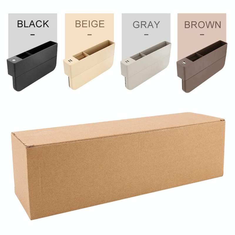 Universal Car Multi-functional Charger Console Side Pocket Seat Gap Side Storage Box, with 2 USB ...