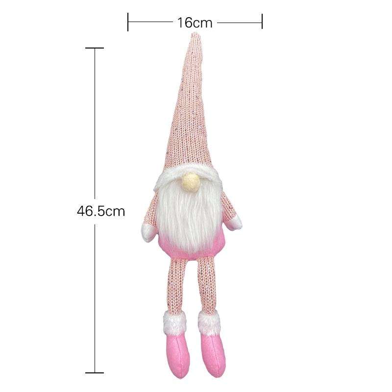 Christmas Decorations Dolls Faceless Elderly Dolls Window Decorations(Pink)