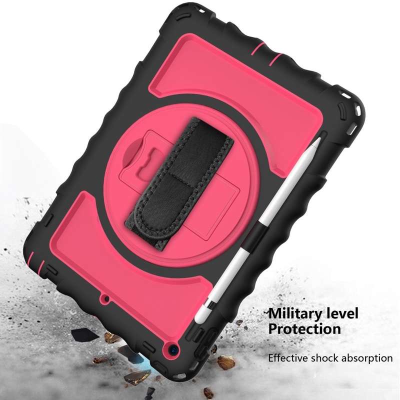 For iPad 10.2 360 Degree Rotating Case with Pencil Holder, Kickstand Shockproof Heavy Duty with S...