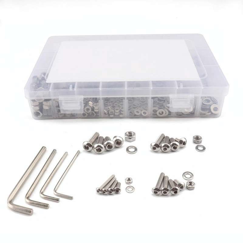 520 PCS 304 Stainless Steel Screws and Nuts Hex Socket Head Cap Screws Gasket Wrench Assortment S...