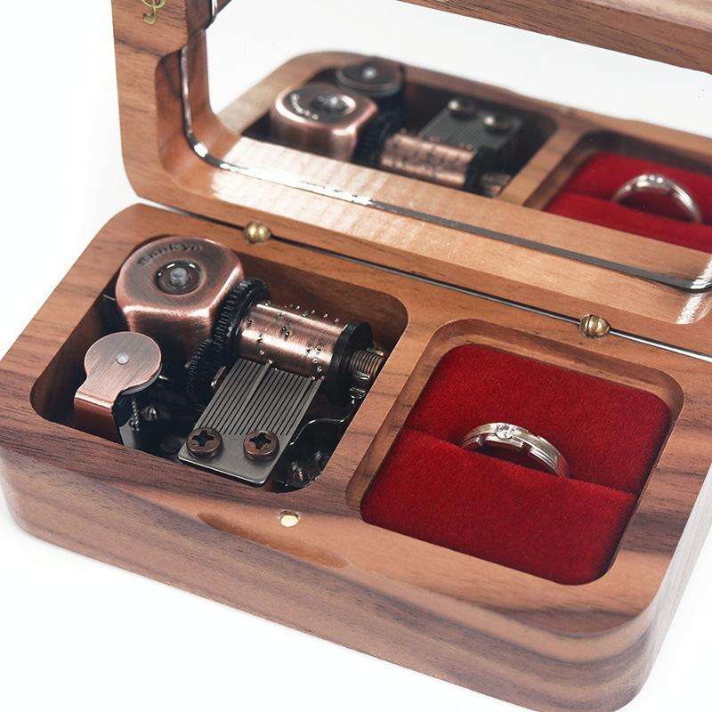 Wooden Music Box with Ring Storage Function, Spec: J280