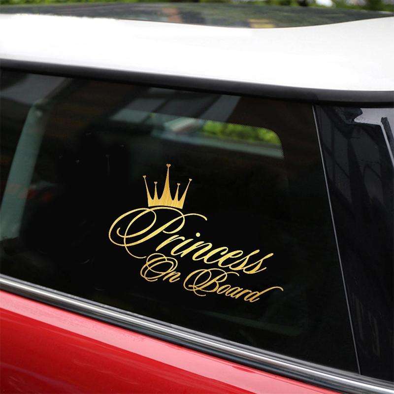 Princess Baby Pattern Car Decal Reflective Laser Vinyl Car Sticker, Size: 16.5x10.9cm(Gold)