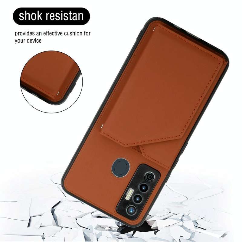 For Tecno Camon 17 Skin Feel PU + TPU + PC Phone Case(Brown)