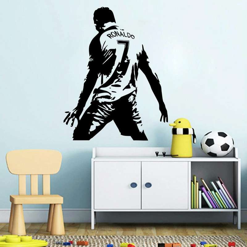 Football Player Action Silhouette Student Dormitory Bedroom Decoration Wall Sticker, Size:Small 4...