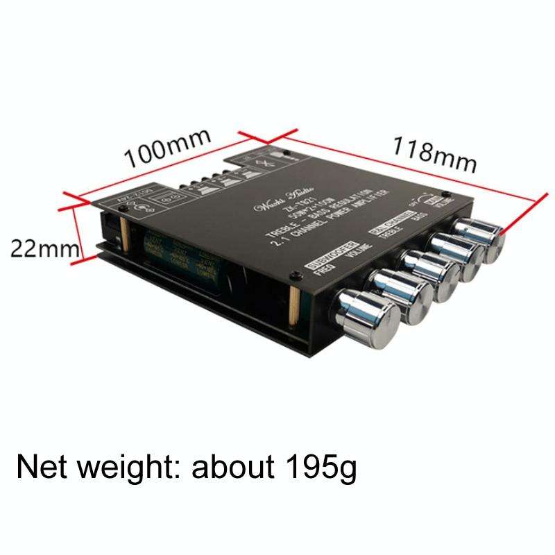 ZK-TB21 TPA3116D2 High & Low Pitch Adjustment 2.1 Channel Bluetooth Full Digital Power Amplifier ...