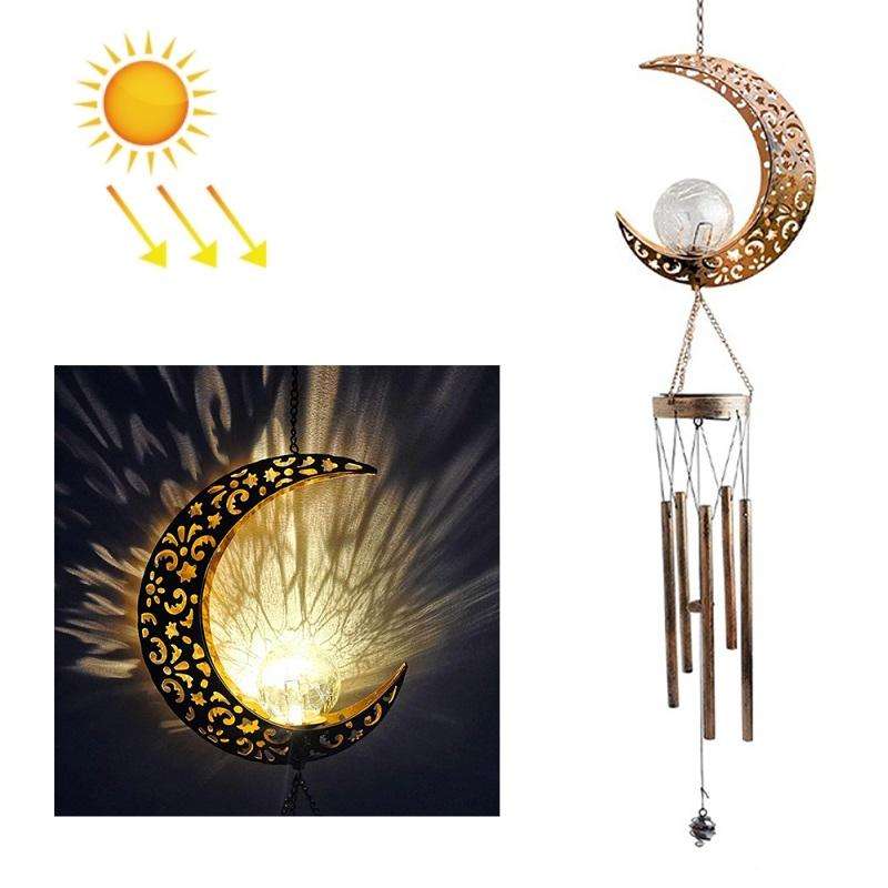 Solar Suspending Iron Wind Chime Lamp(Moon)