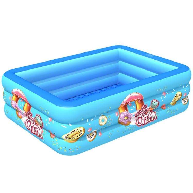 Household Indoor and Outdoor Ice Cream Pattern Children Square Inflatable Swimming Pool, Size:130...