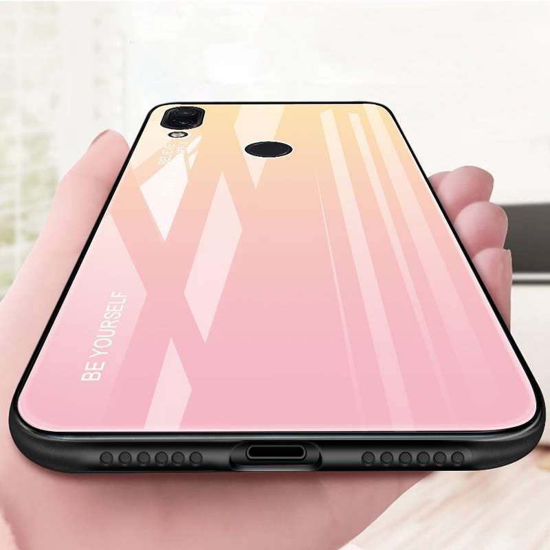 For Xiaomi Redmi Note 7 Gradient Color Glass Case(Purple)