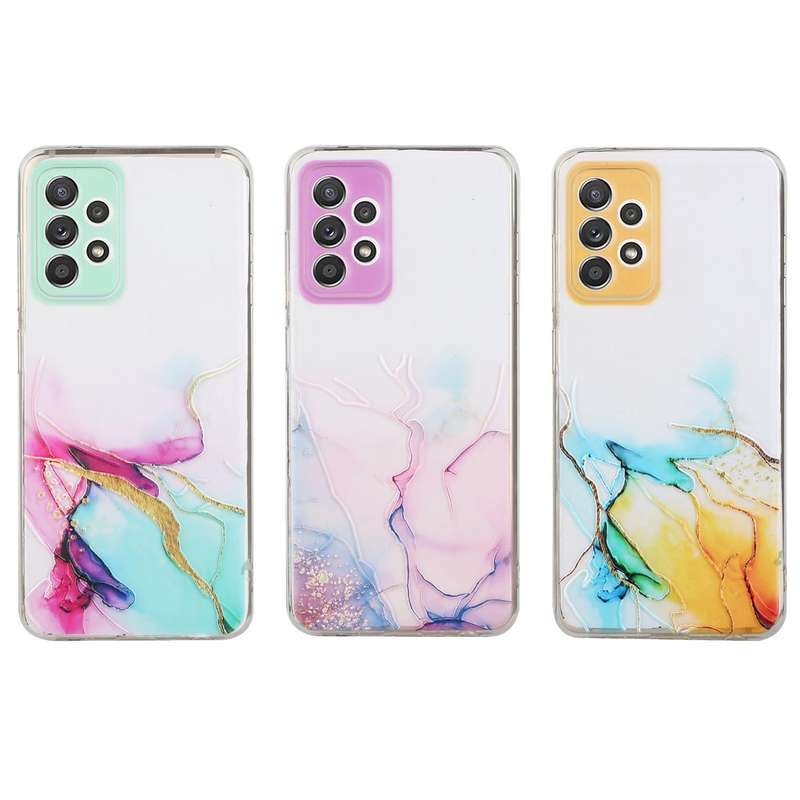 For Samsung Galaxy A73 5G Hollow Marble Pattern TPU Precise Hole Phone Case(Green)