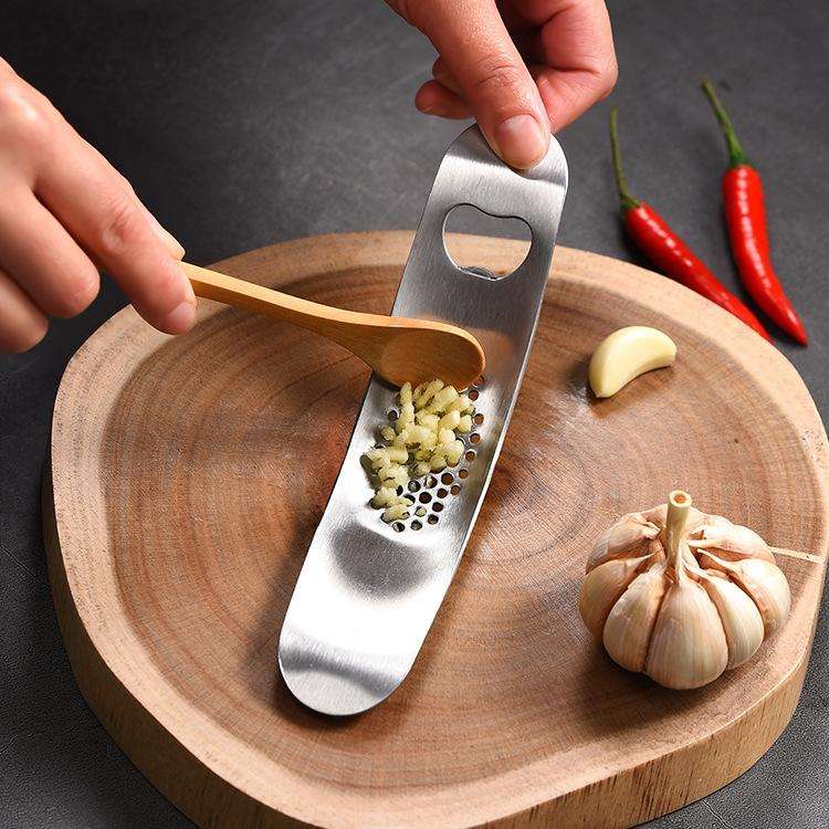 430 Stainless Steel Boat Shaped Garlic Grinder Manual Garlic Press Tools Kitchen Gadgets(Style 1)