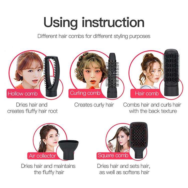 Five-in-one Multifunctional Head-changing Hairbrush Comb Straight Dual-purpose Electric Straight ...