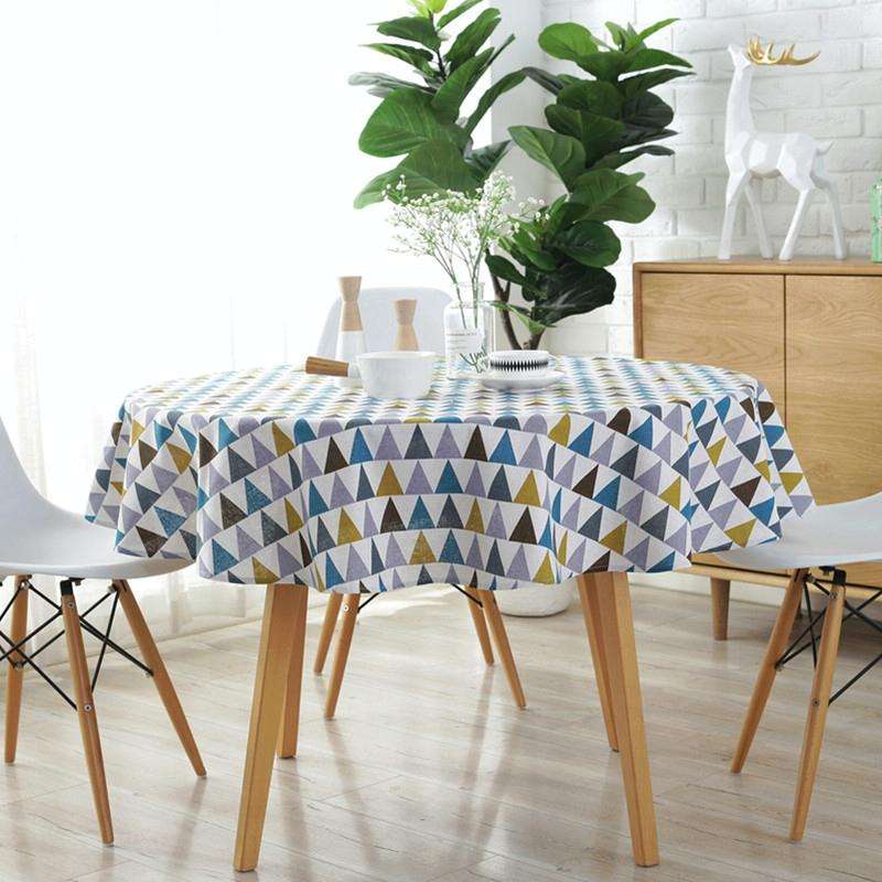 Polyester Cotton Round Tablecloth Dust-proof Cotton and Linen Printing Tablecloth, Diameter:150cm...