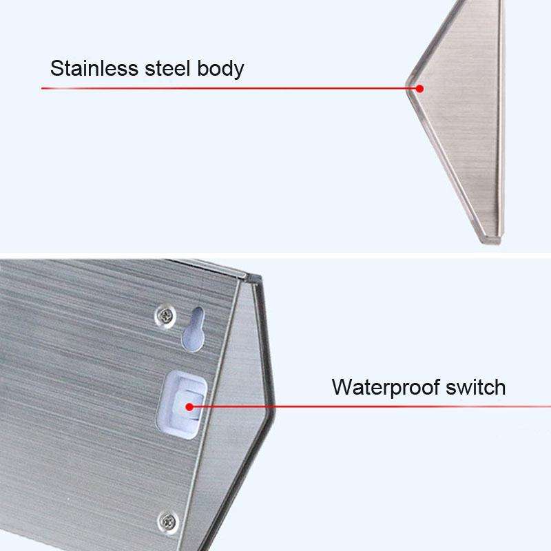 2PCS Solar Stainless Steel 3 LED Stair Wall Lamp Outdoor Garden Fence Light(Warm Light)