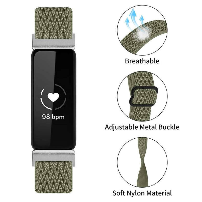 For Fitbit Inspire 3 Buckle Wave Braided Nylon Watch Band(Army Green)