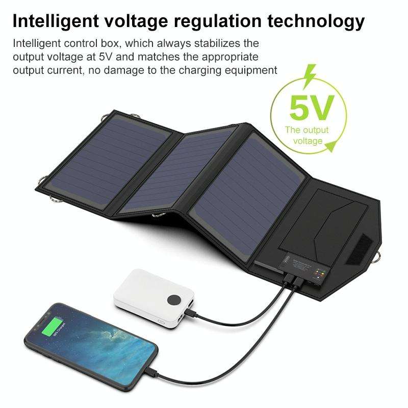 ALLPOWERS Solar Battery Charger Portable 5V 15W Dual USB+ Type-C Portable Solar Panel Charger Out...