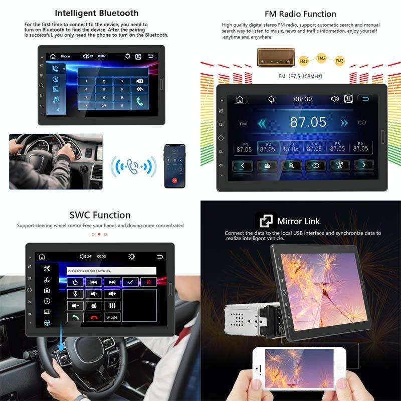 1310C 10.1 inch Car Full Screen Touch HD MP5 Wired Carplay Player, Style: Standard+AHD Camera