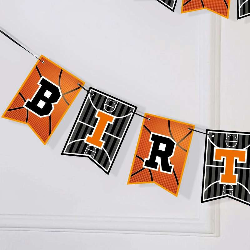 Basketball Theme Party Set Flag + Balloon + Cake Insert Set