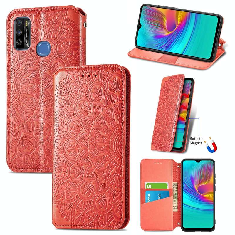 For Infinix X680 / Smart 4 Blooming Mandala Embossed Pattern Magnetic Horizontal Flip Leather Cas...