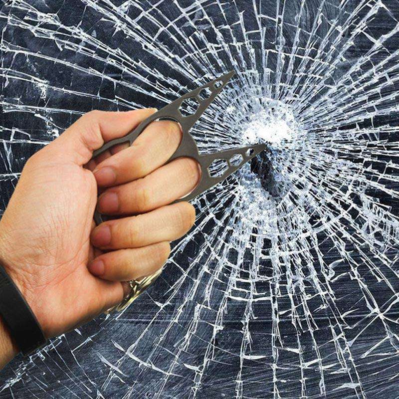 Multifunctional Outdoor Self-defense Double Finger Buckle Can Break The Window, Random Color Deli...