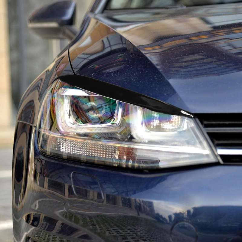 Pair Car Lamp Eyebrow Soft Decorative Sticker for Volkswagen Golf 7 / 7.5 2013-2018 (Black)